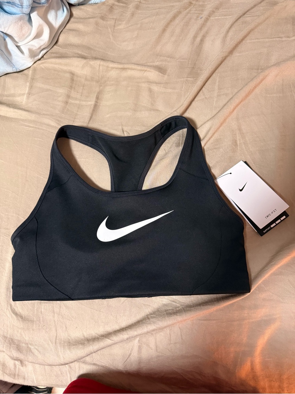Nike Black Sports Bra with White Swoosh Racerback